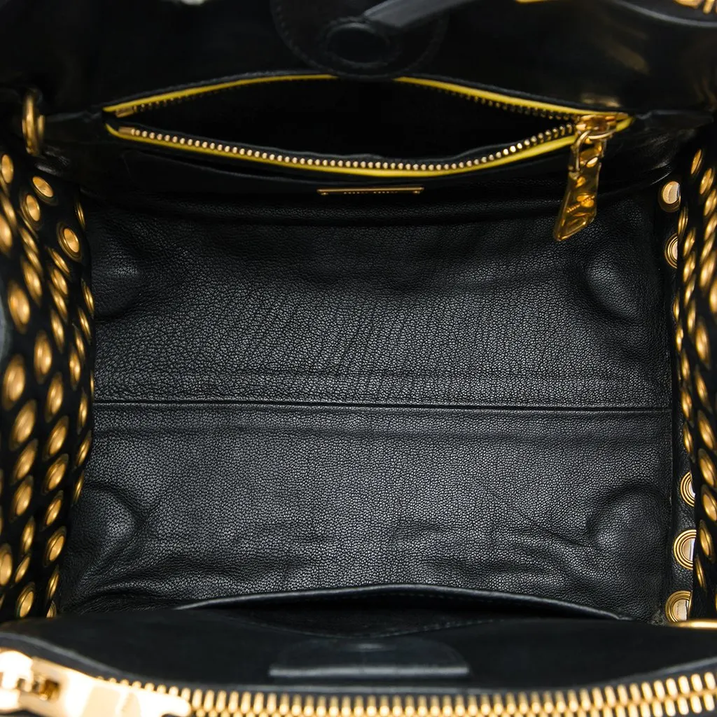 Miu Miu Small Tricolor Nappa Grommet Biker Satchel White Leather Very good - Model View