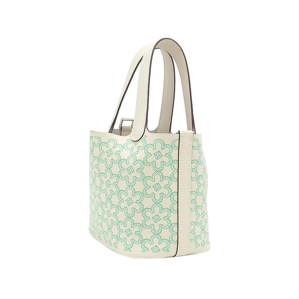 Hermès Micro Swift Lucky Daisy Picotin Lock 14 White Leather Good - Back View