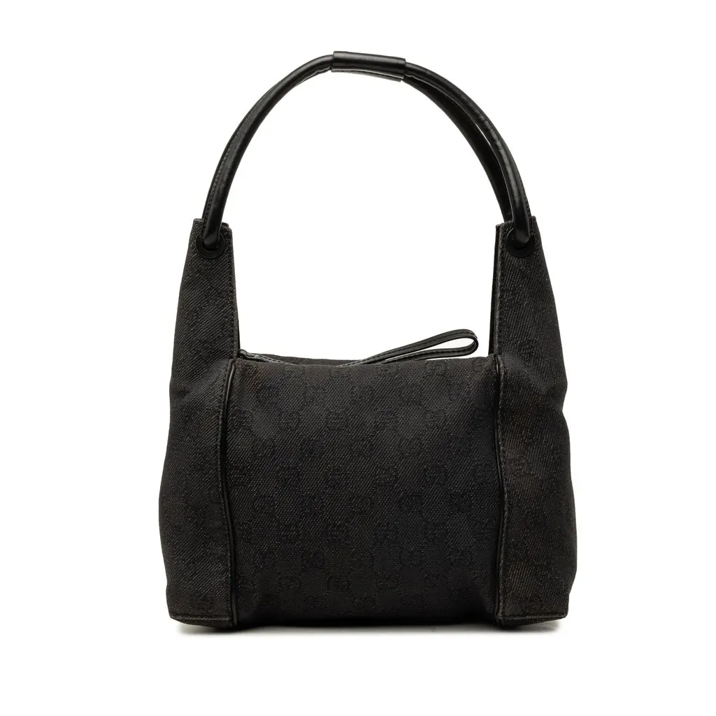 Gucci GG Denim Handbag Black Denim Good - Front View