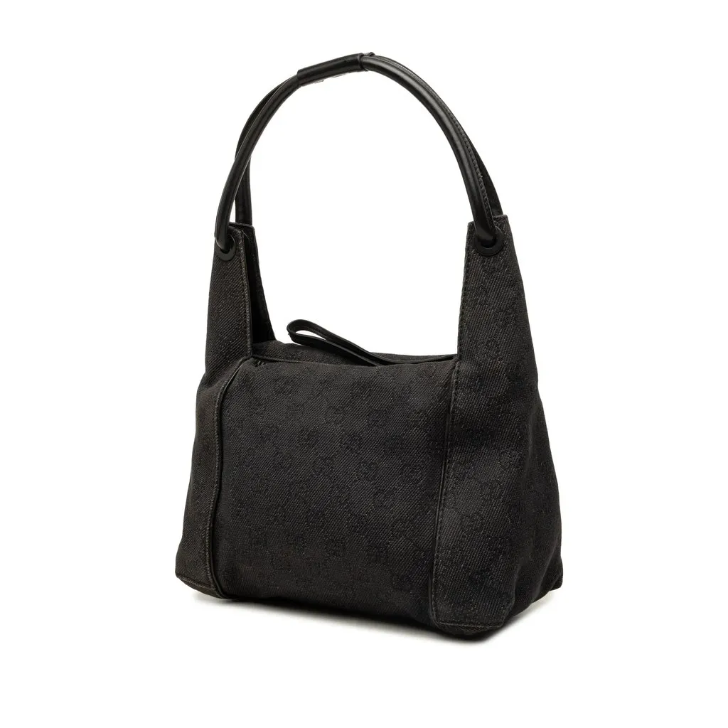 Gucci GG Denim Handbag Black Denim Good - Back View