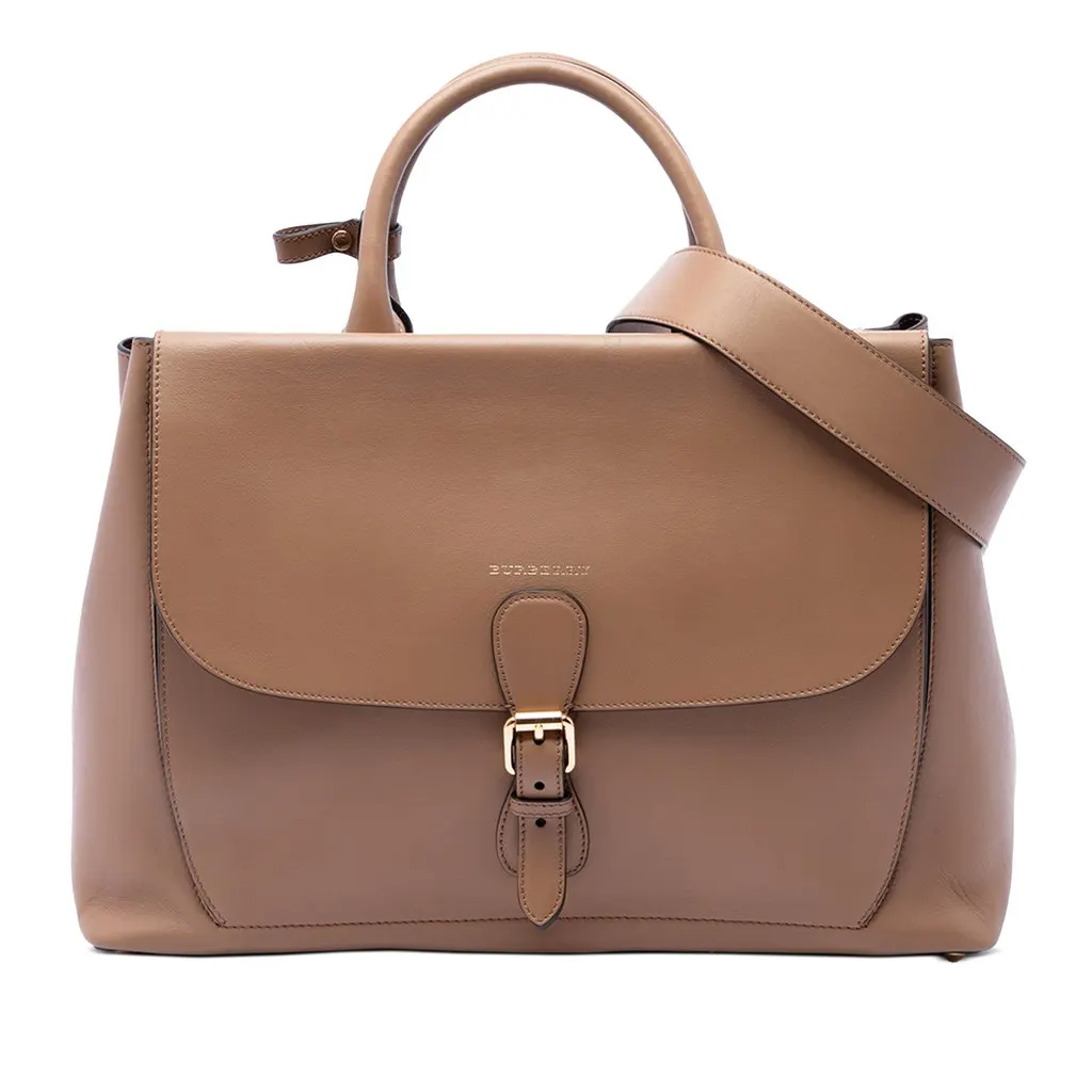 Burberry Large Bonded Leather Saddle Handle Bag Brown Leather Very good - Front View