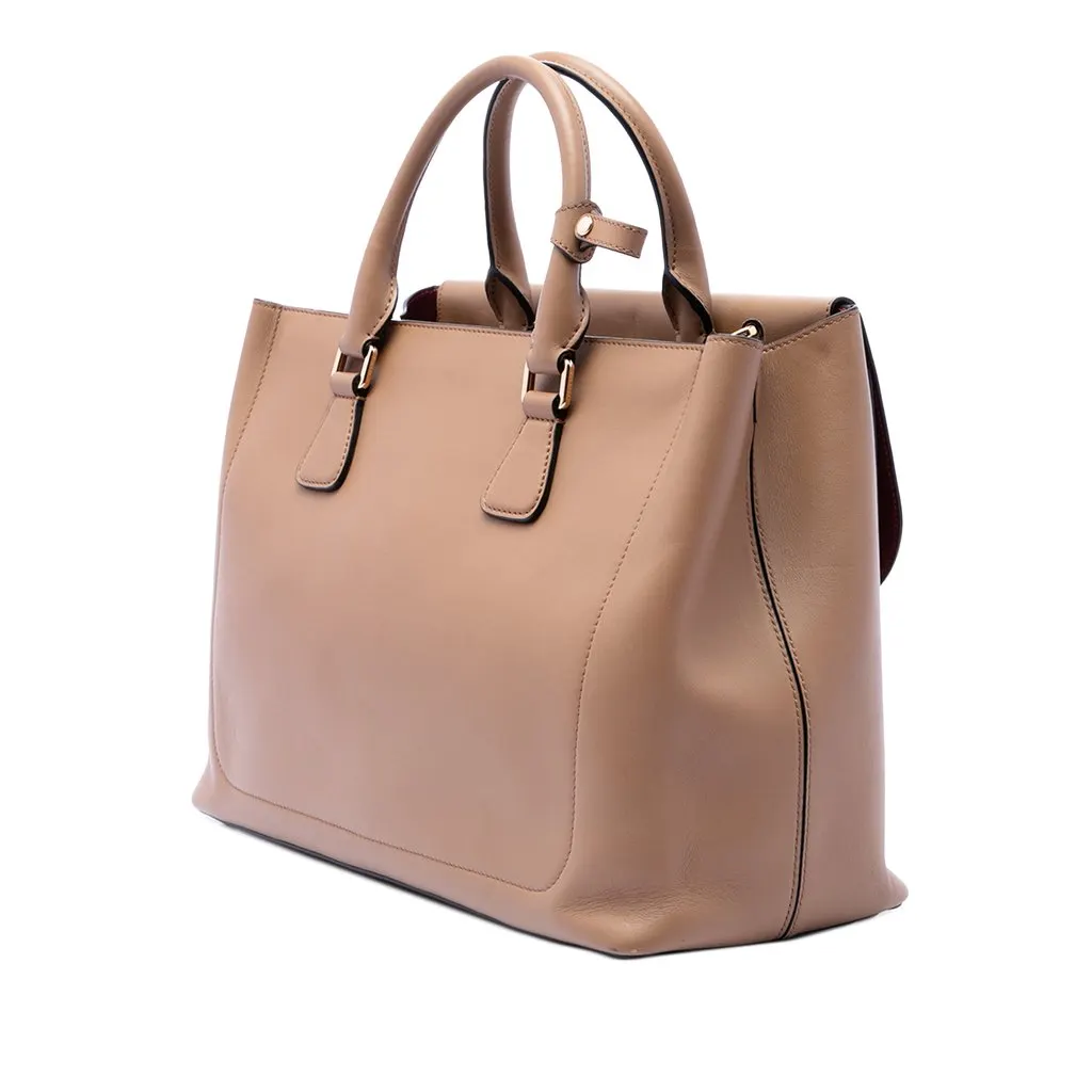 Burberry Large Bonded Leather Saddle Handle Bag Brown Leather Very good - Back View