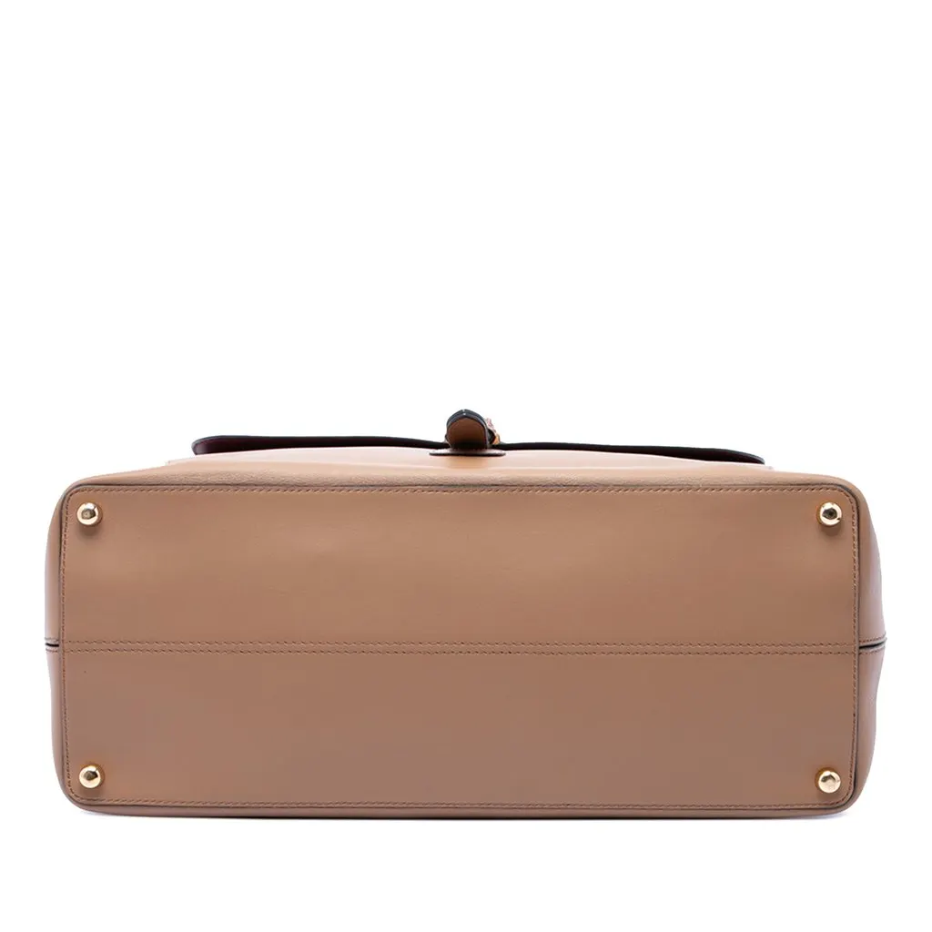 Burberry Large Bonded Leather Saddle Handle Bag Brown Leather Very good - Inside View