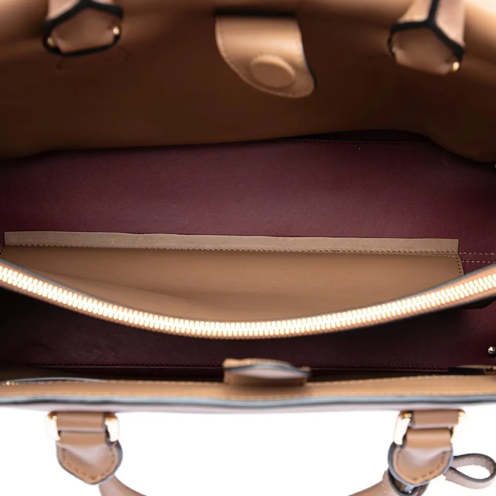 Burberry Large Bonded Leather Saddle Handle Bag Brown Leather Very good - Model View