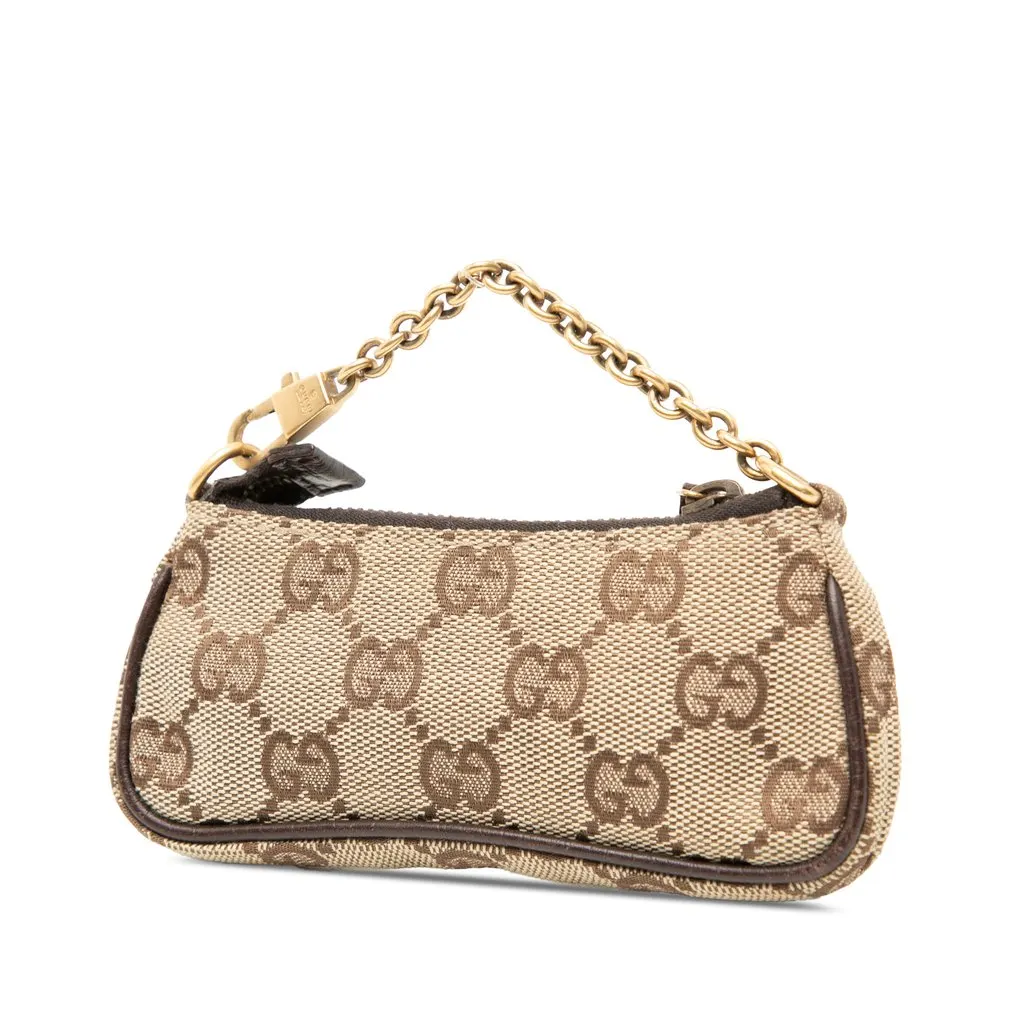 Gucci Mini GG Canvas  Horsebit Chain Coin Pouch Beige Very good - Back View