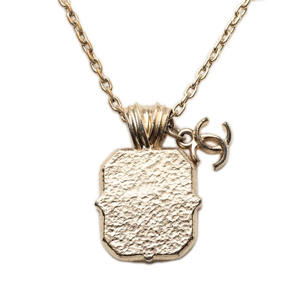 Chanel Gold Plated Enamel and Strass Pendant Necklace Gold Metal Very good - Inside View