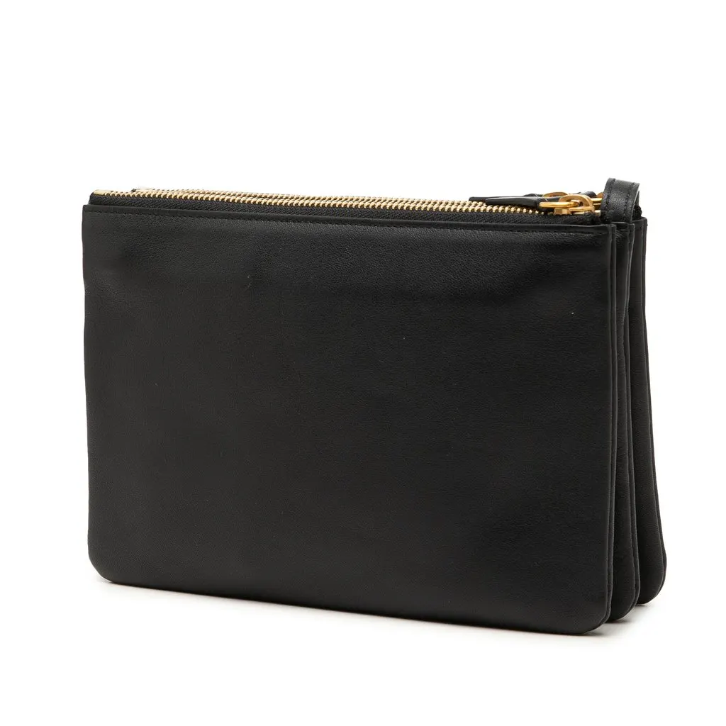 Celine Small Lambskin Trio Crossbody Black Leather Very good - Back View