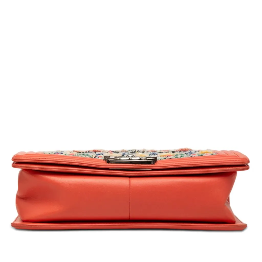 Chanel Medium Tweed and Lambskin Boy Flap Orange Very good - Inside View
