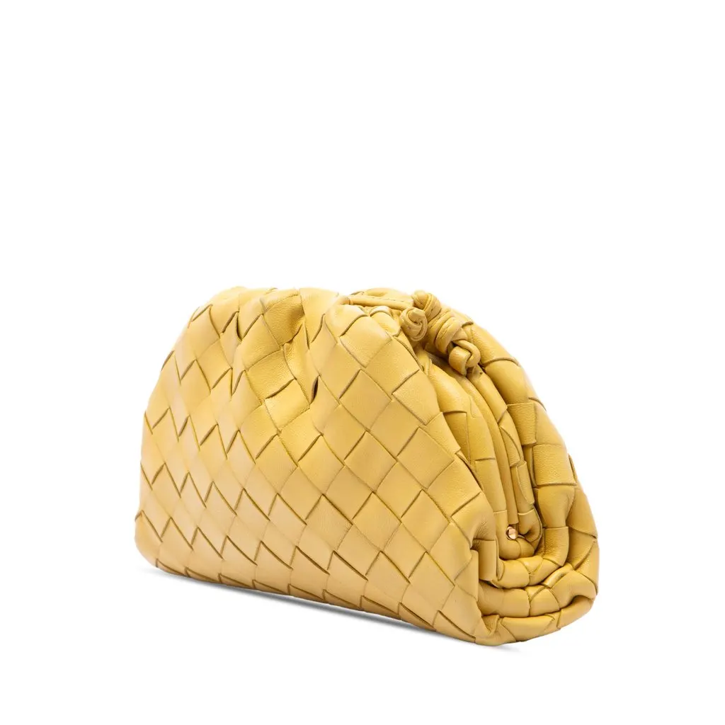 Bottega Veneta Nappa Intrecciato The Mini Pouch Crossbody Yellow Leather Very good - Back View