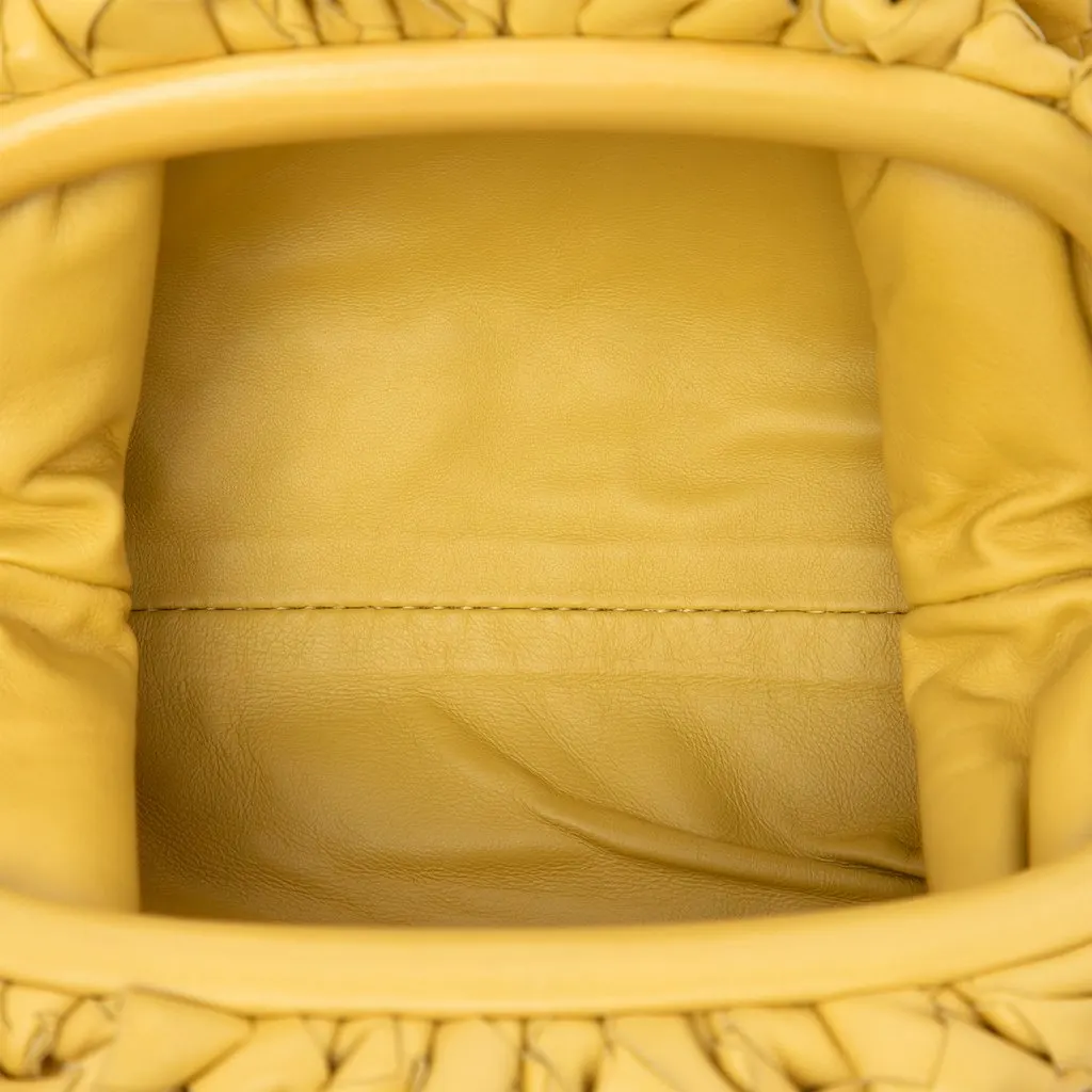 Bottega Veneta Nappa Intrecciato The Mini Pouch Crossbody Yellow Leather Very good - Model View