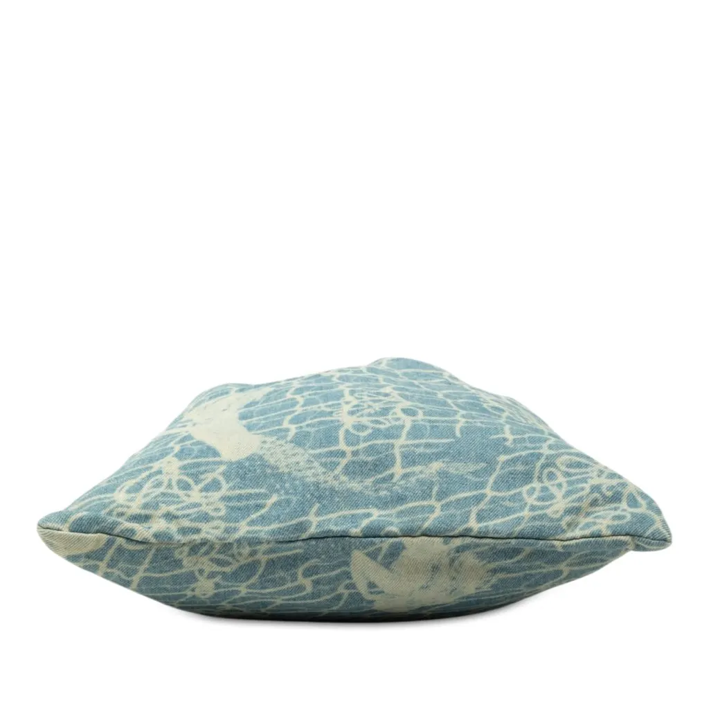LOEWE Paulas Ibiza Mermaid Denim Drawstring Bag Blue Very good - Inside View