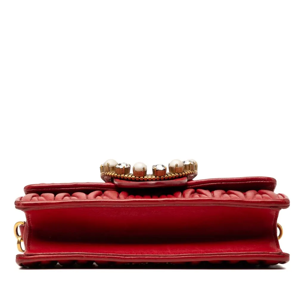 Miu Miu Matelasse Nappa Crystal Embellished Crossbody Red Leather Very good - Inside View