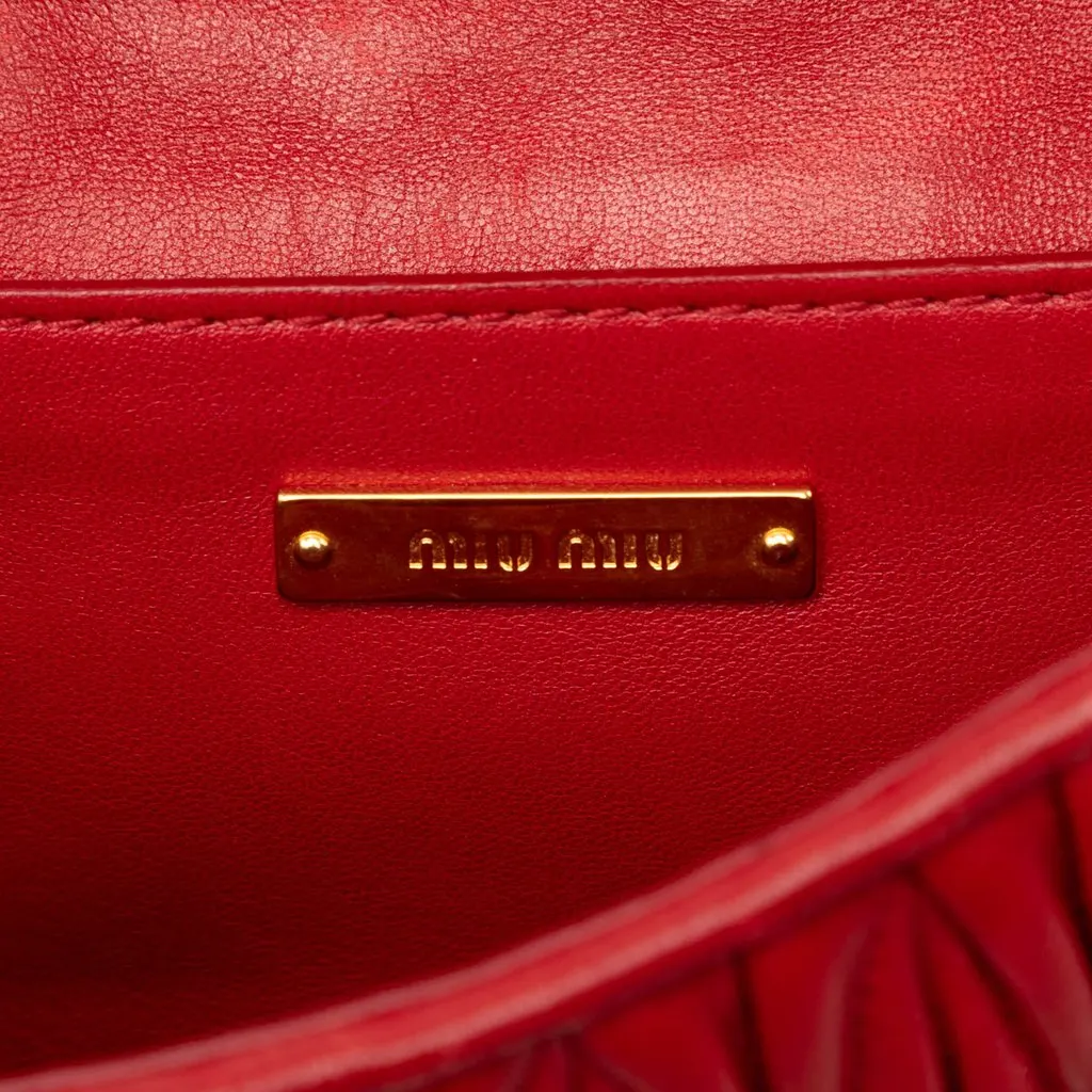 Miu Miu Matelasse Nappa Crystal Embellished Crossbody Red Leather Very good - Box View