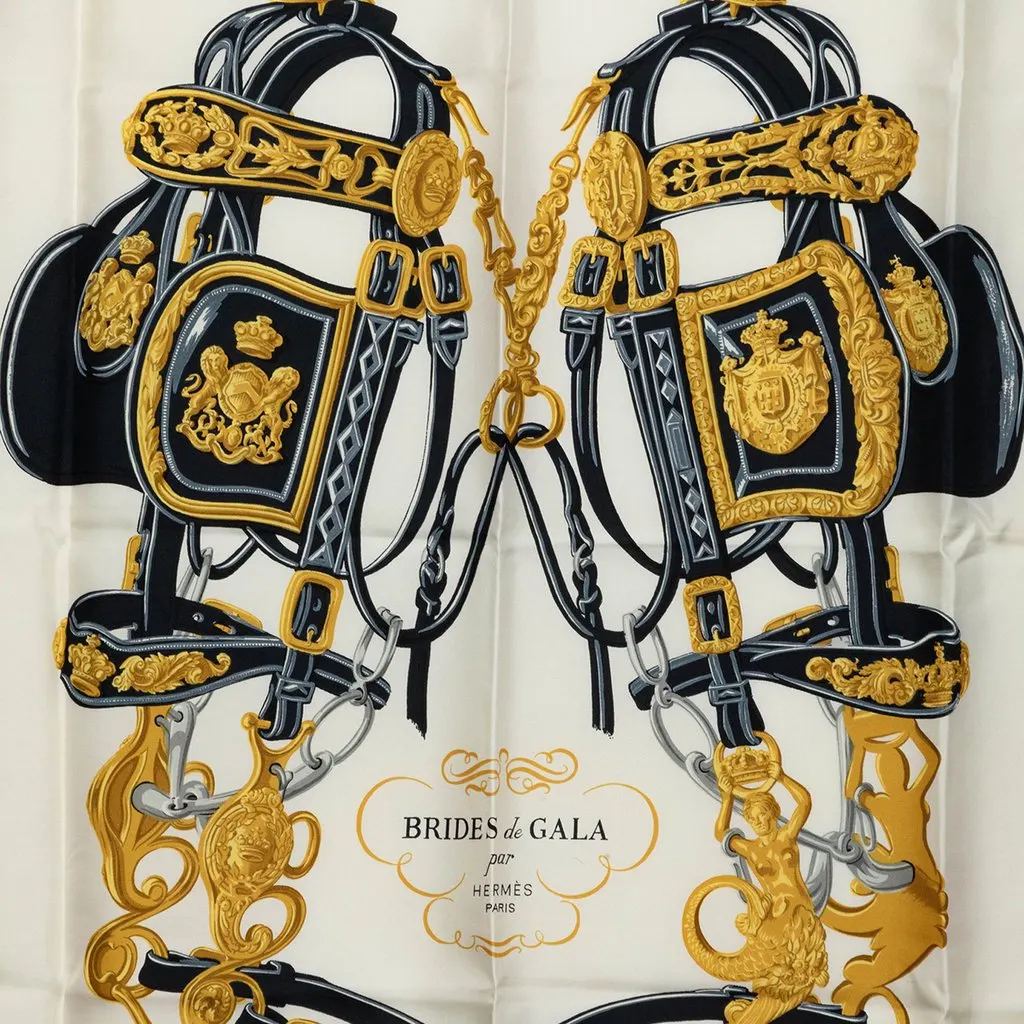 Hermès Brides de Gala Silk Scarf 90 Black Silk Very good - Back View