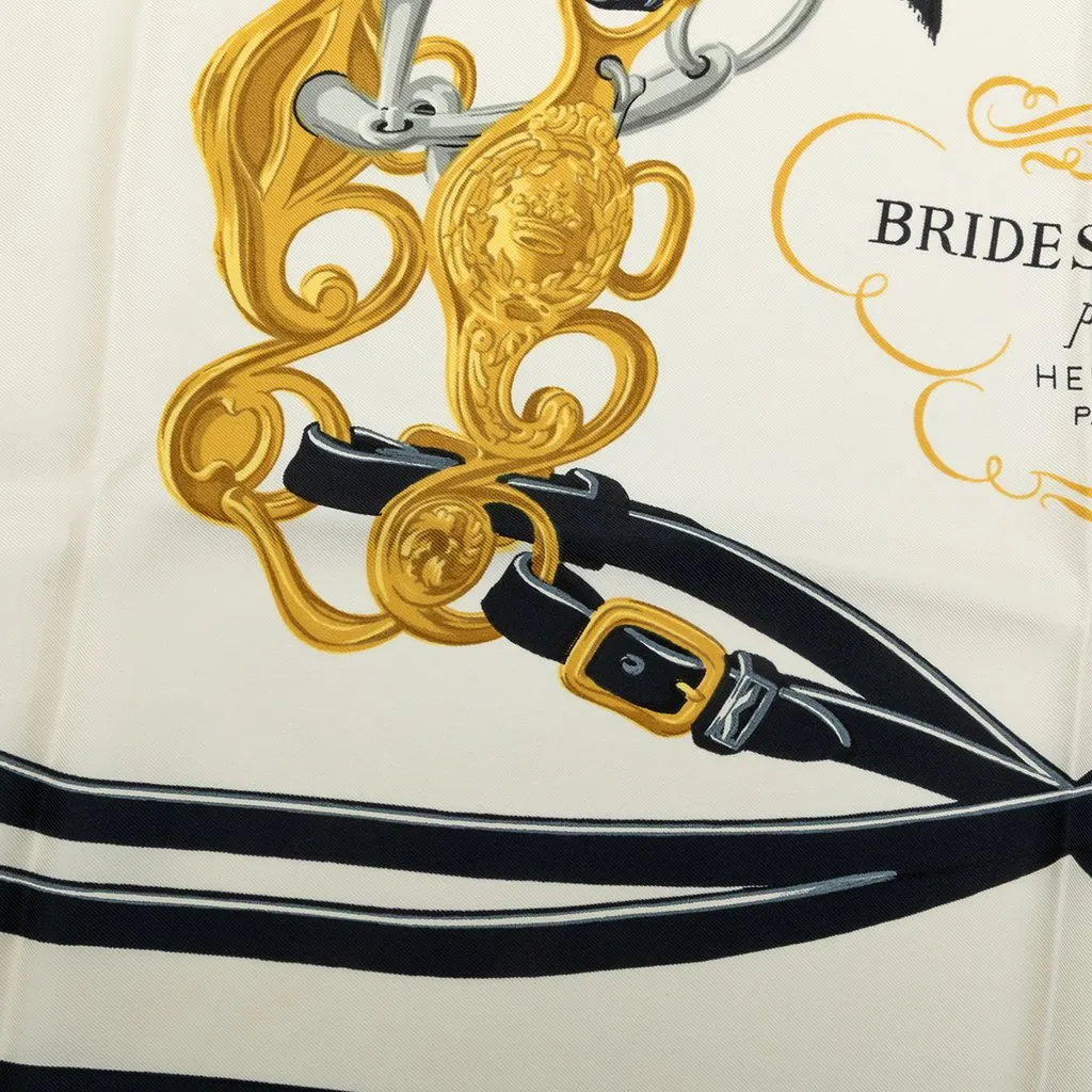 Hermès Brides de Gala Silk Scarf 90 Black Silk Very good - Model View