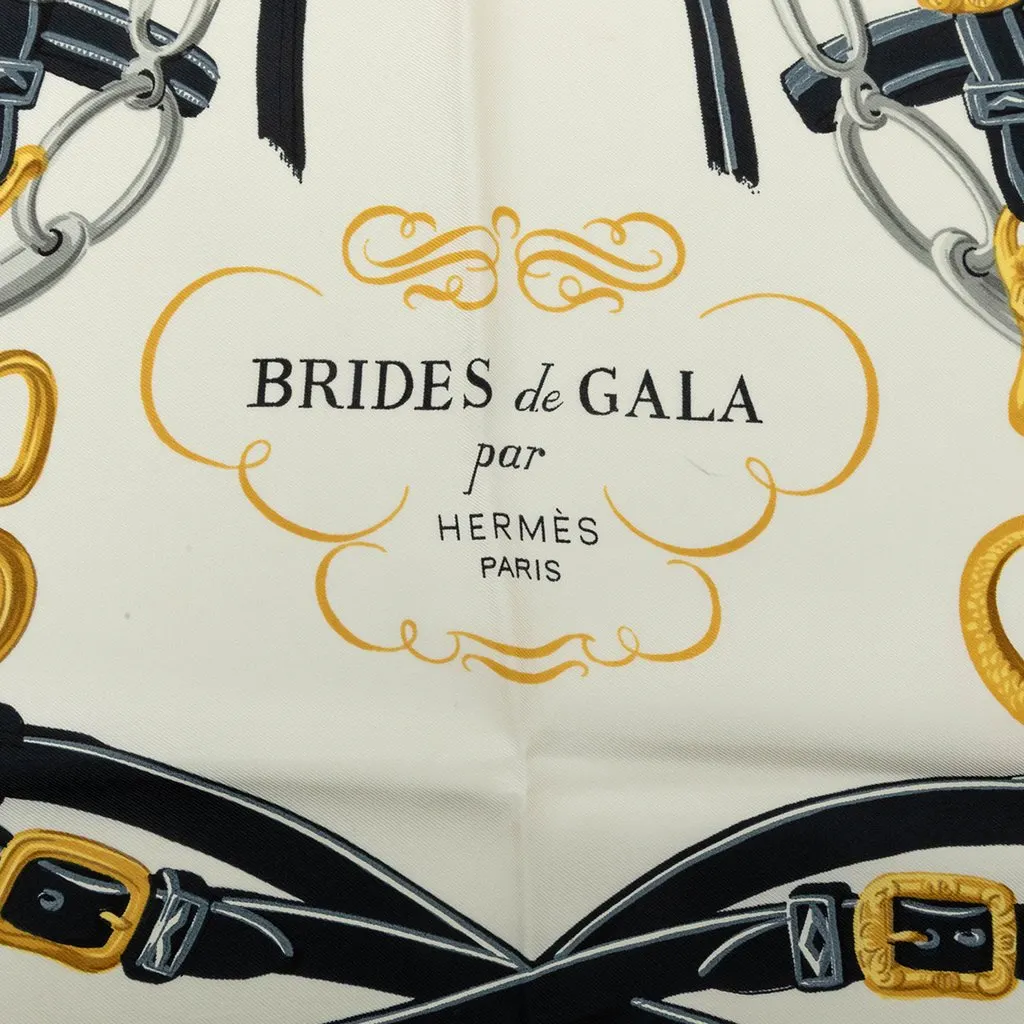 Hermès Brides de Gala Silk Scarf 90 Black Silk Very good - Box View