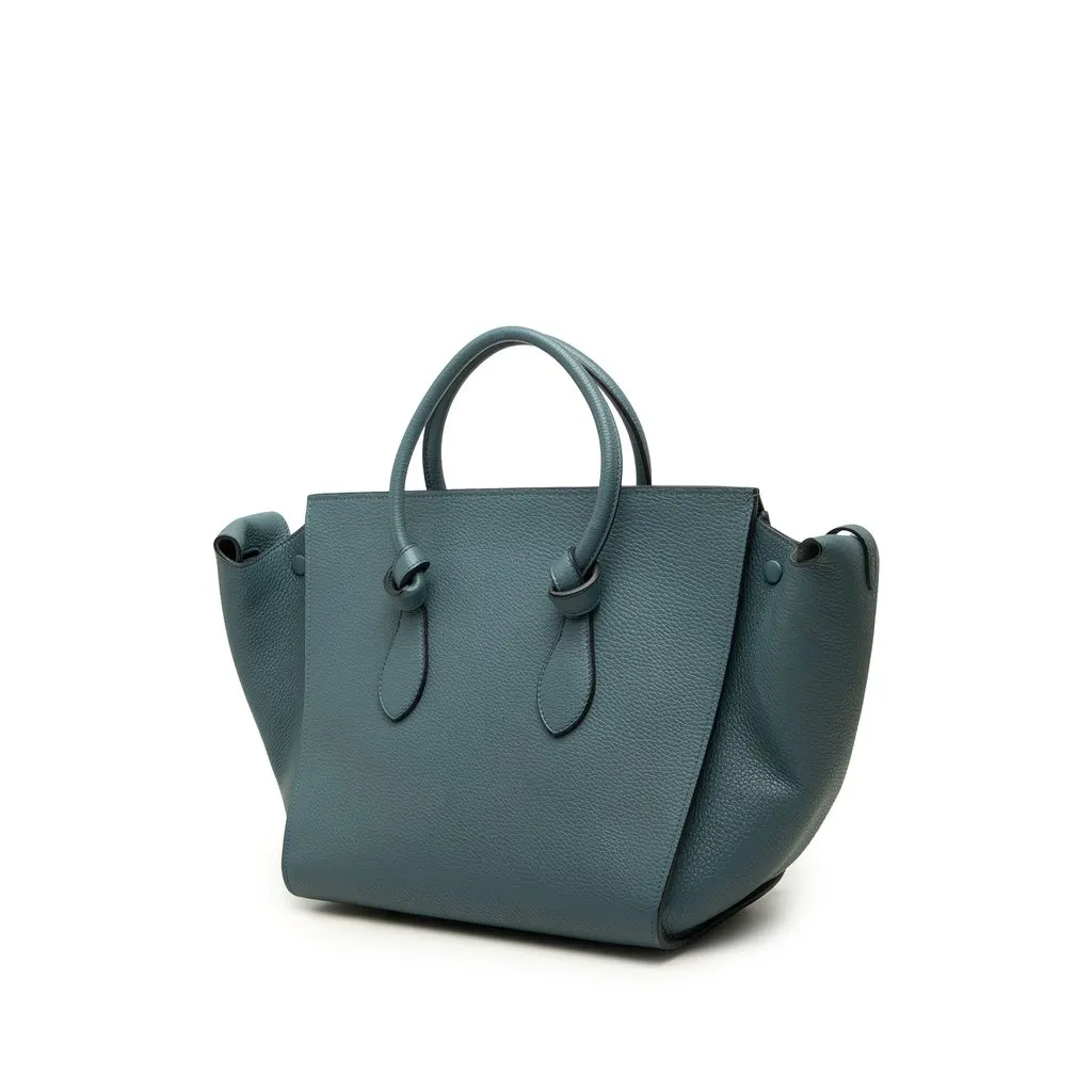 Celine Small Grained Calfskin Tie Knot Tote Blue Leather Very good - Back View