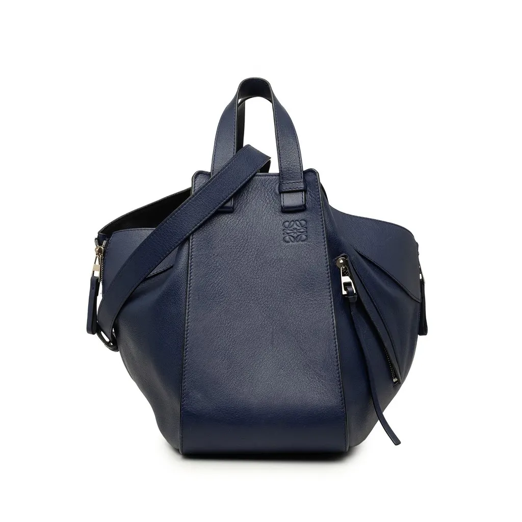 LOEWE Medium Soft Grained Calfskin Hammock Bag Blue Leather Very good - Front View