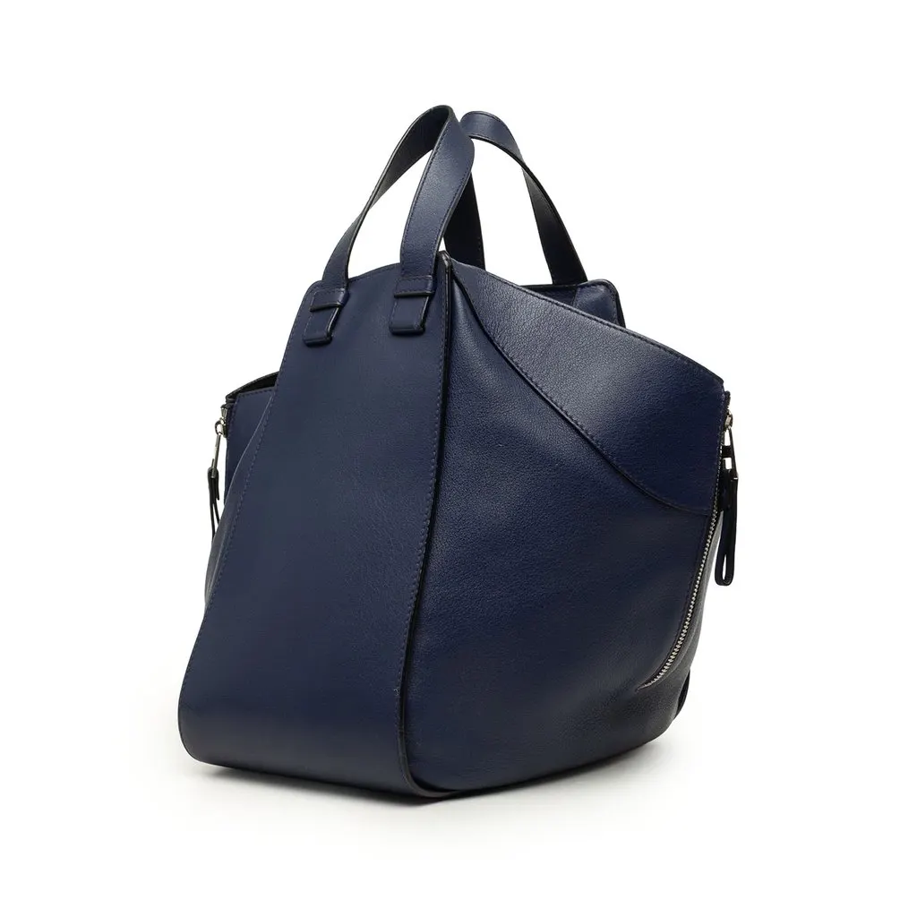 LOEWE Medium Soft Grained Calfskin Hammock Bag Blue Leather Very good - Back View