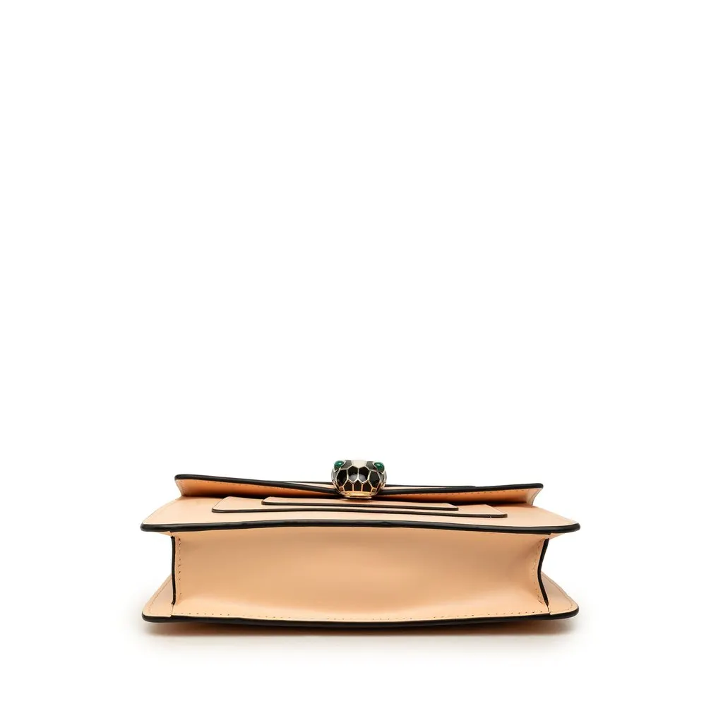 Bvlgari Small Leather Square Serpenti Forever Chain Crossbody Beige Leather Very good - Inside View