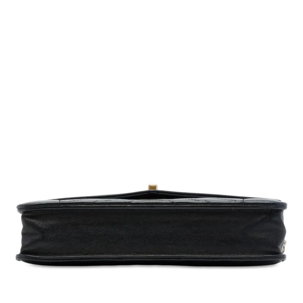 Chanel Reversed Chevron Lambskin Wallet on Chain Black Leather Very good - Inside View