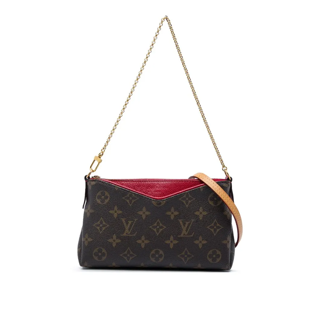 Louis Vuitton Monogram Pallas Clutch Brown Canvas Very good - Front View