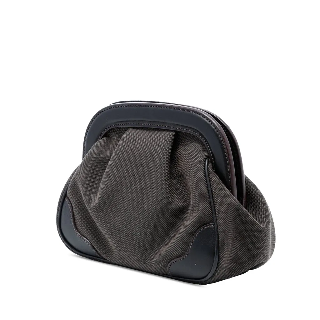 Prada Canvas Canapa Logo Frame Pouch Brown Very good - Back View