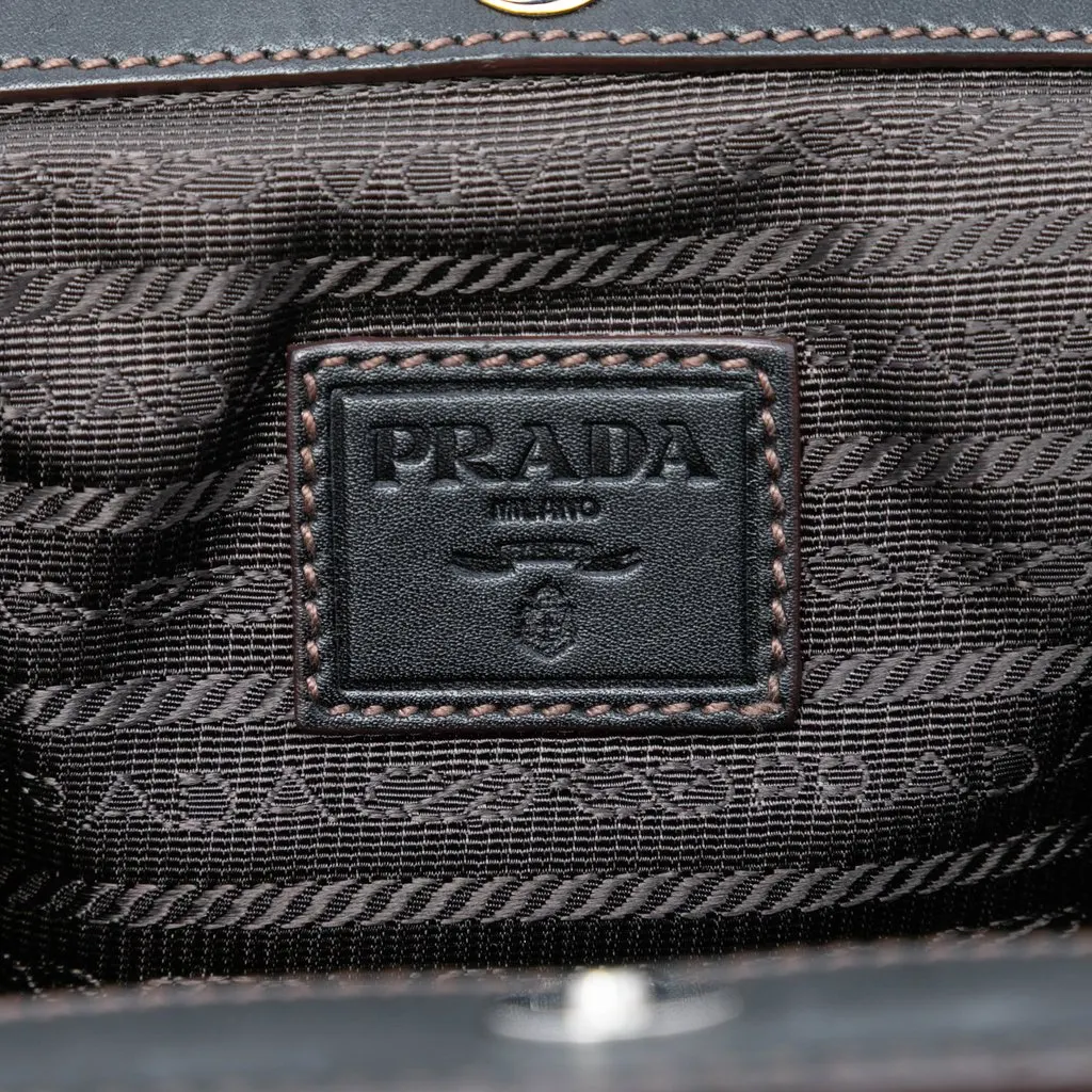 Prada Canvas Canapa Logo Frame Pouch Brown Very good - Box View