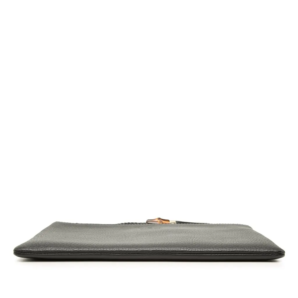 Gucci Calfskin Bamboo Clutch Black Leather Very good - Inside View