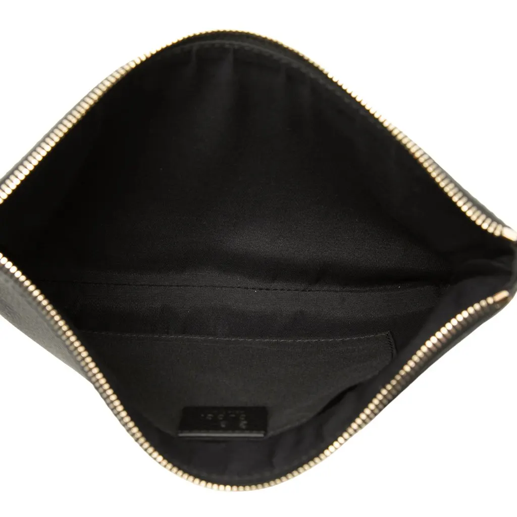 Gucci Calfskin Bamboo Clutch Black Leather Very good - Model View