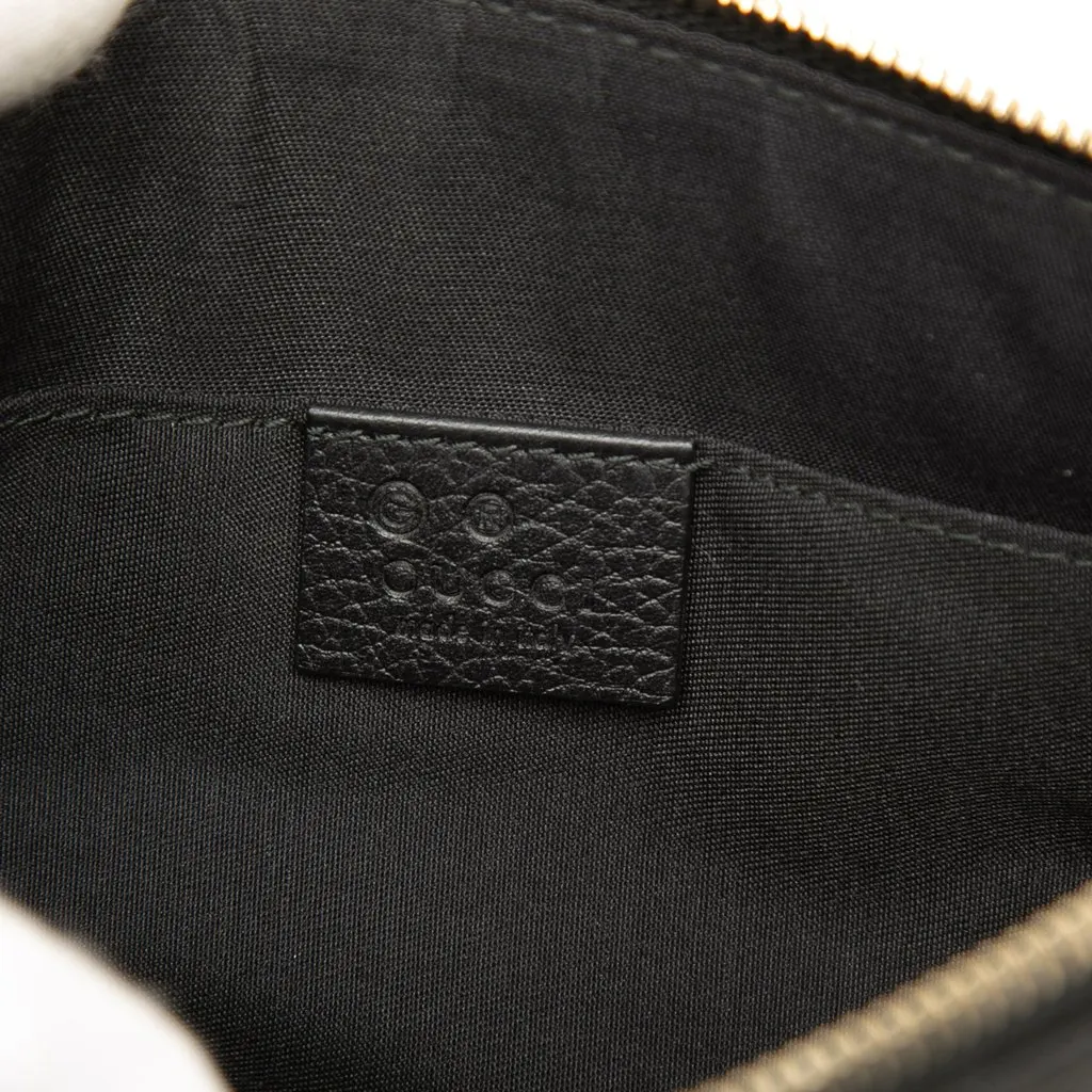 Gucci Calfskin Bamboo Clutch Black Leather Very good - Box View