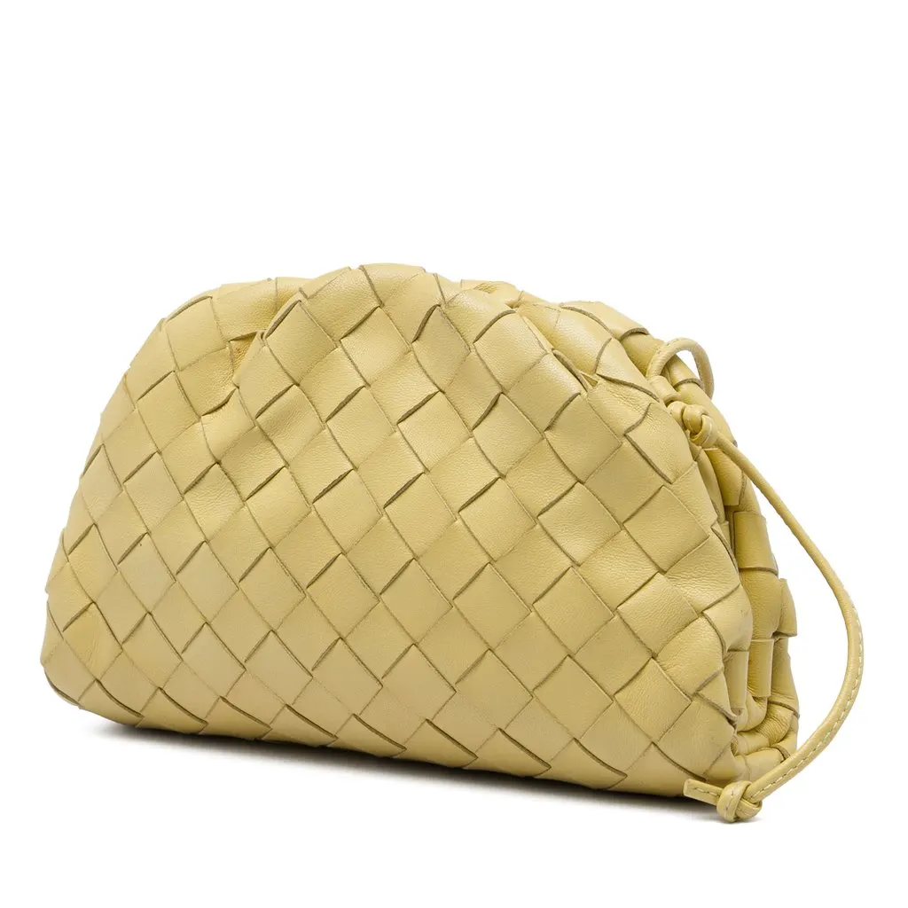 Bottega Veneta Nappa Intrecciato The Mini Pouch Crossbody Yellow Leather Very good - Back View