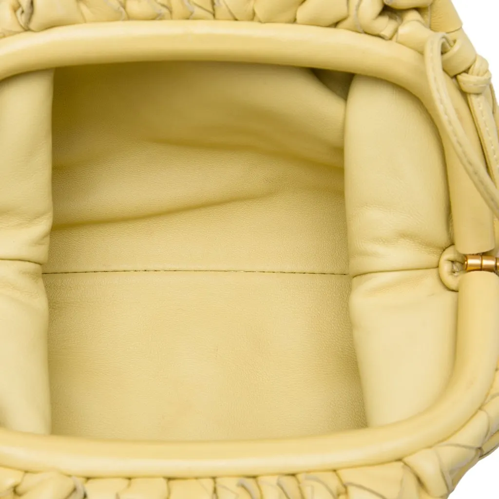 Bottega Veneta Nappa Intrecciato The Mini Pouch Crossbody Yellow Leather Very good - Model View