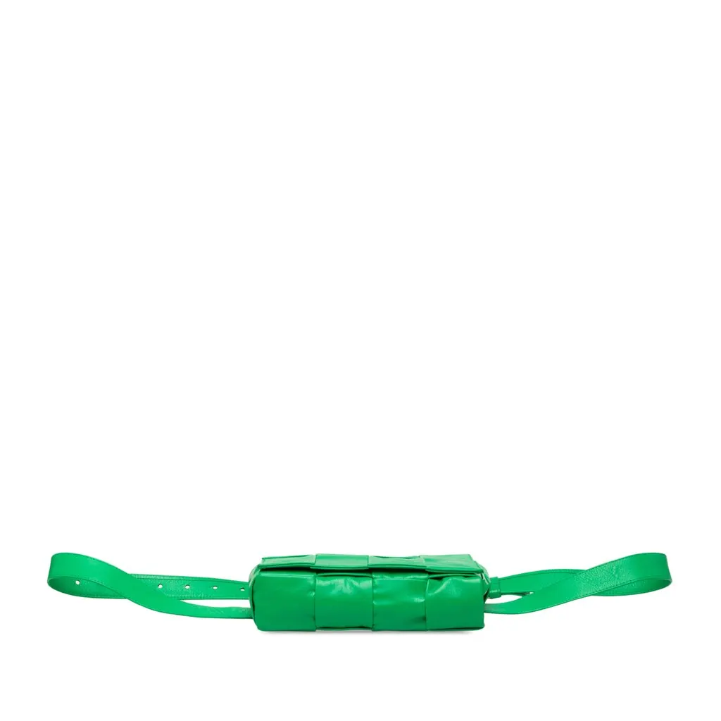 Bottega Veneta Mini Paper Calfskin Intrecciato Cassette Belt Bag Green Leather Very good - Inside View