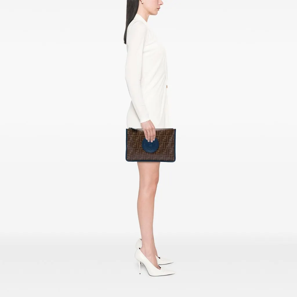 Fendi Zucca Coated Canvas Clutch Brown Very good - Box View