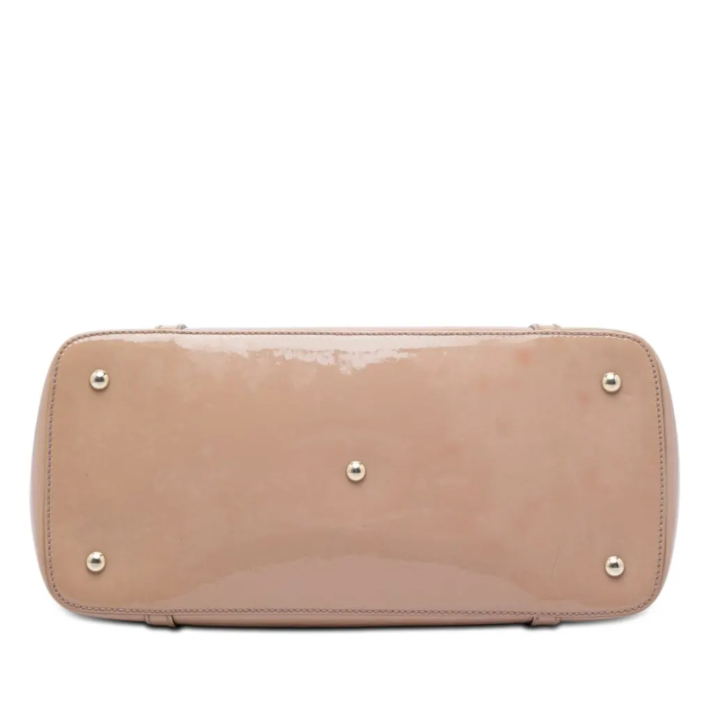 Gucci Large Microguccissima Patent Nice Dome Satchel Beige Leather Good - Inside View