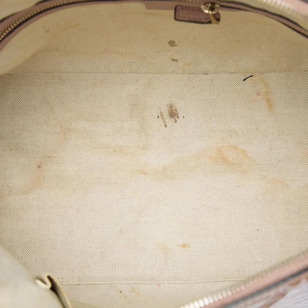 Gucci Large Microguccissima Patent Nice Dome Satchel Beige Leather Good - Model View