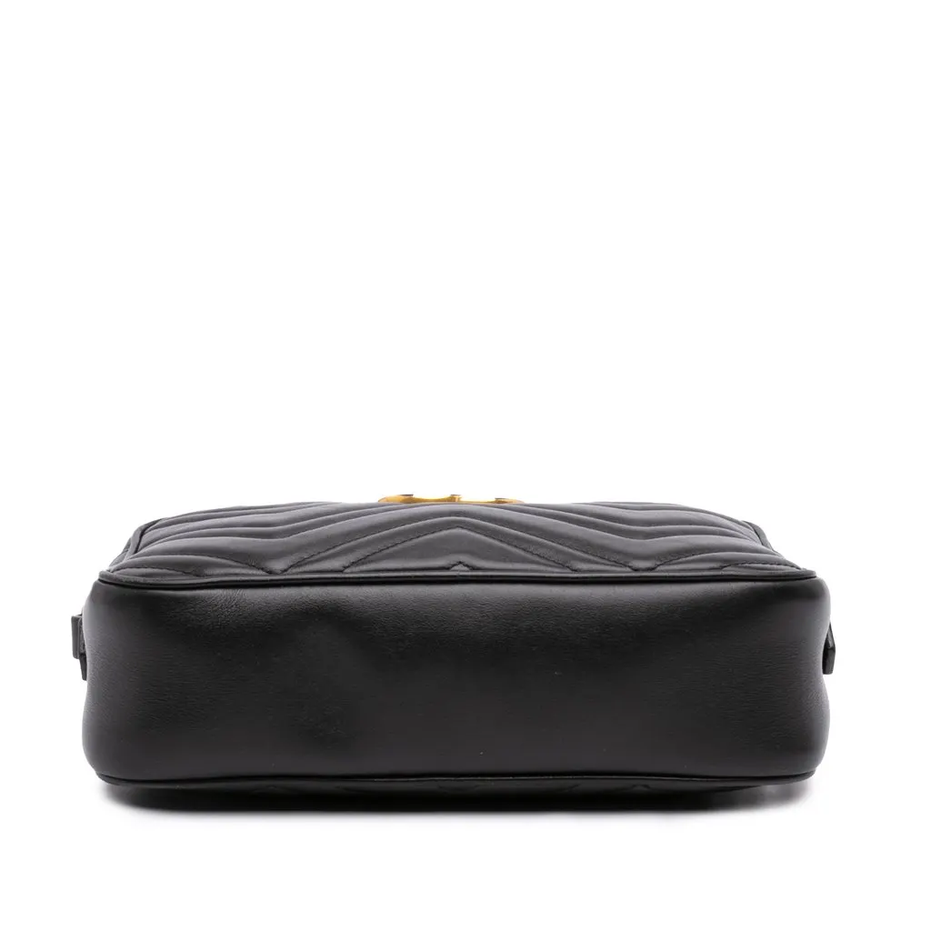 Gucci Small GG Marmont Matelasse Calfskin Crossbody Black Leather Good - Inside View