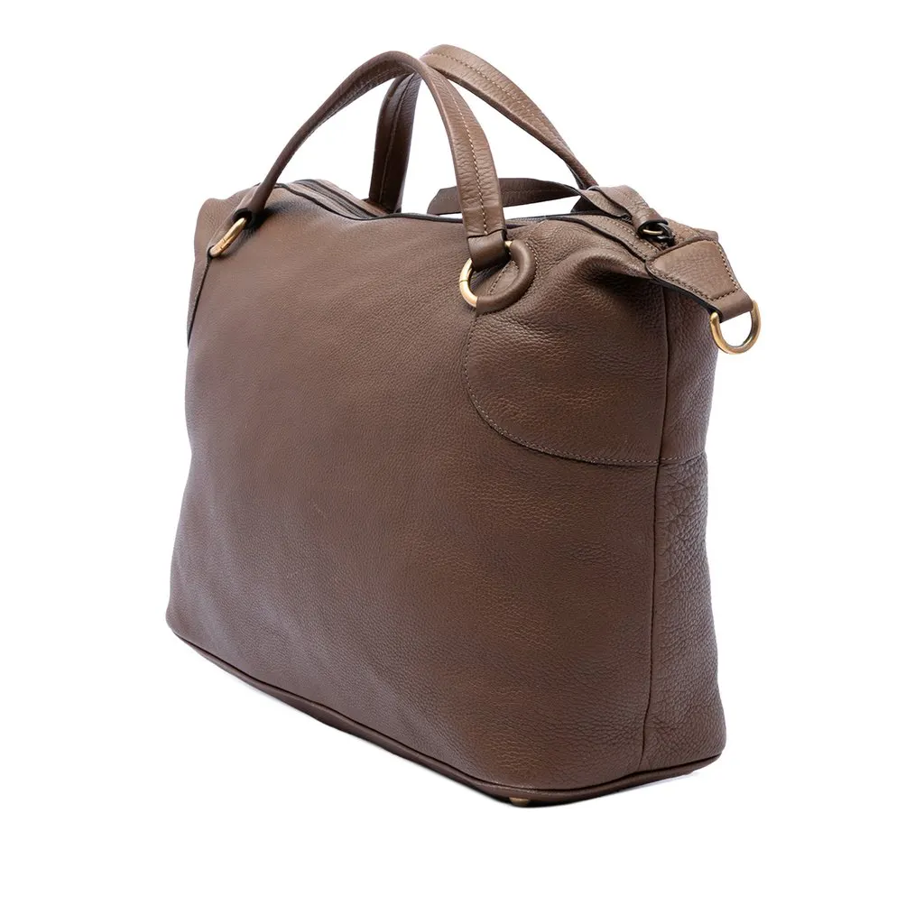 Gucci Calfskin Twill Satchel Brown Leather Very good - Back View