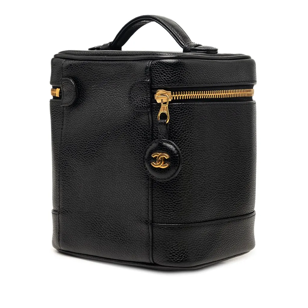 Chanel CC Caviar Vanity Bag Black Leather Very good - Back View