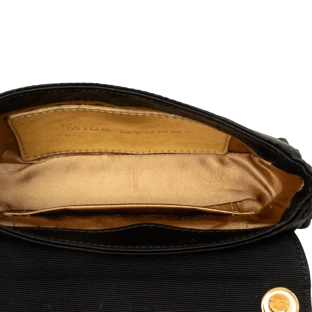 Dolce & Gabbana Crystal Embellished Satin Miss Stone Chain Crossbody Black Satin Good - Model View
