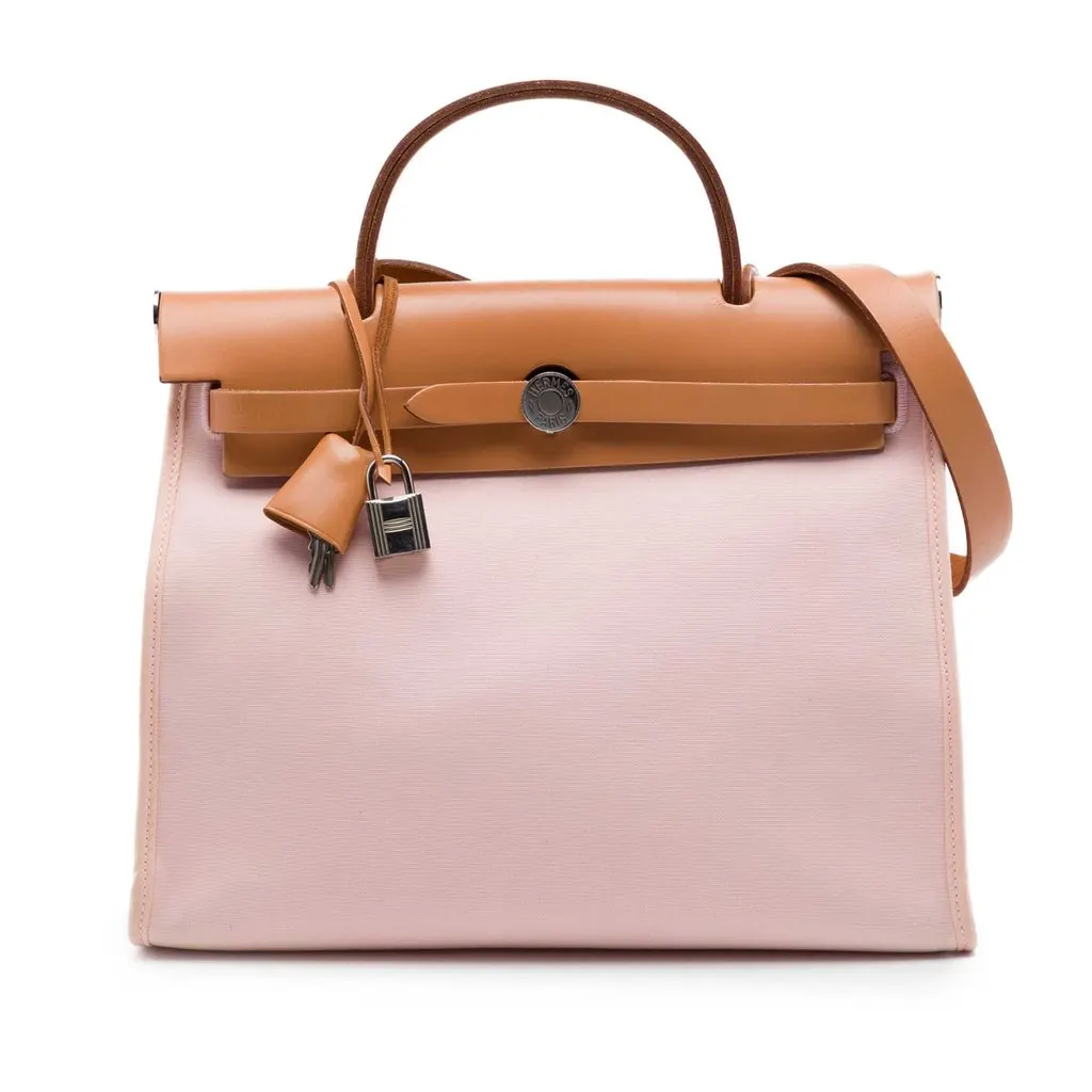 Hermès Toile Herbag Zip 31 Pink Very good - Front View