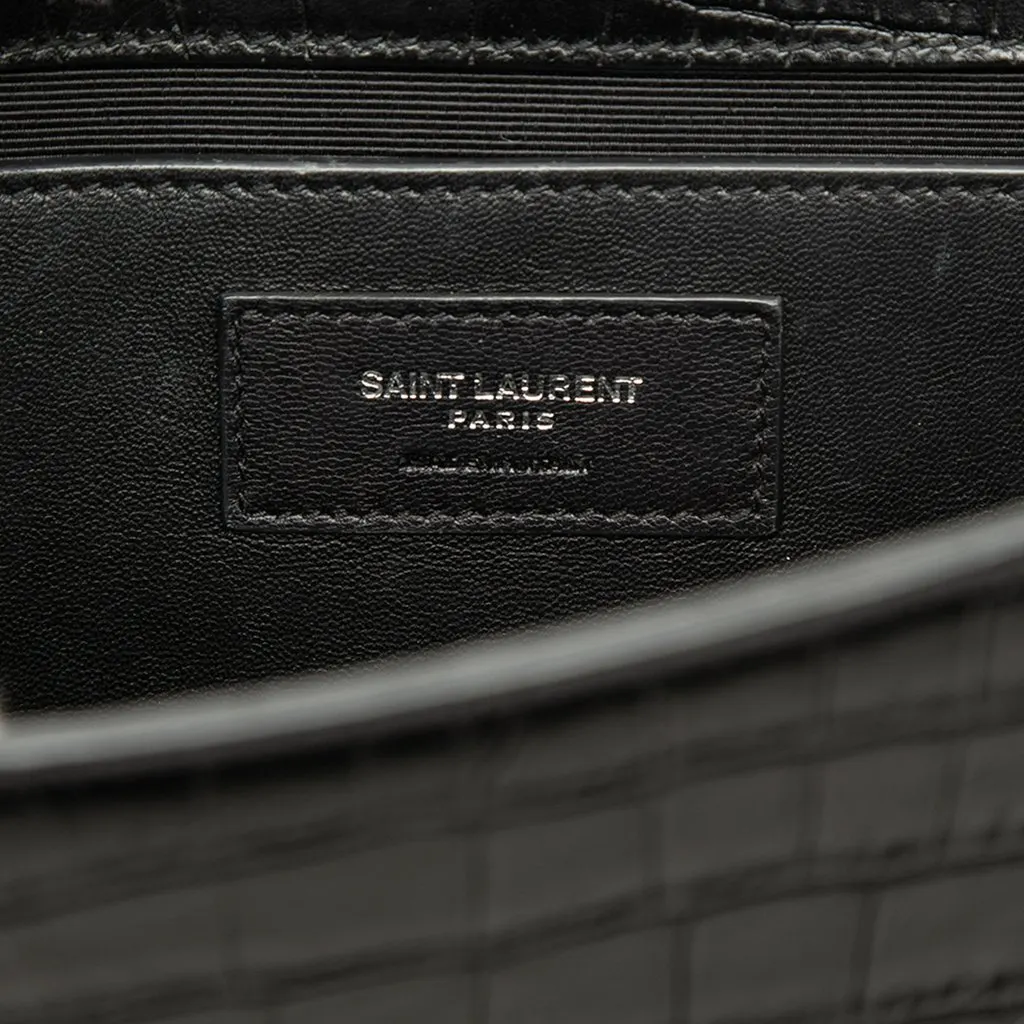 Saint Laurent Medium Croc Embossed Leather Monogram Kate Tassel Crossbody Black Leather Very good - Box View