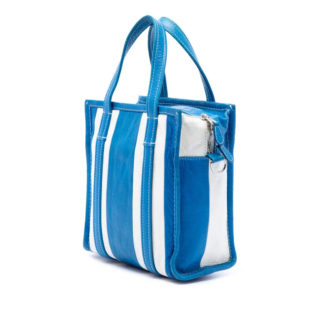Balenciaga Lambskin Bazar Shopper Satchel XS Blue Leather Very good - Back View
