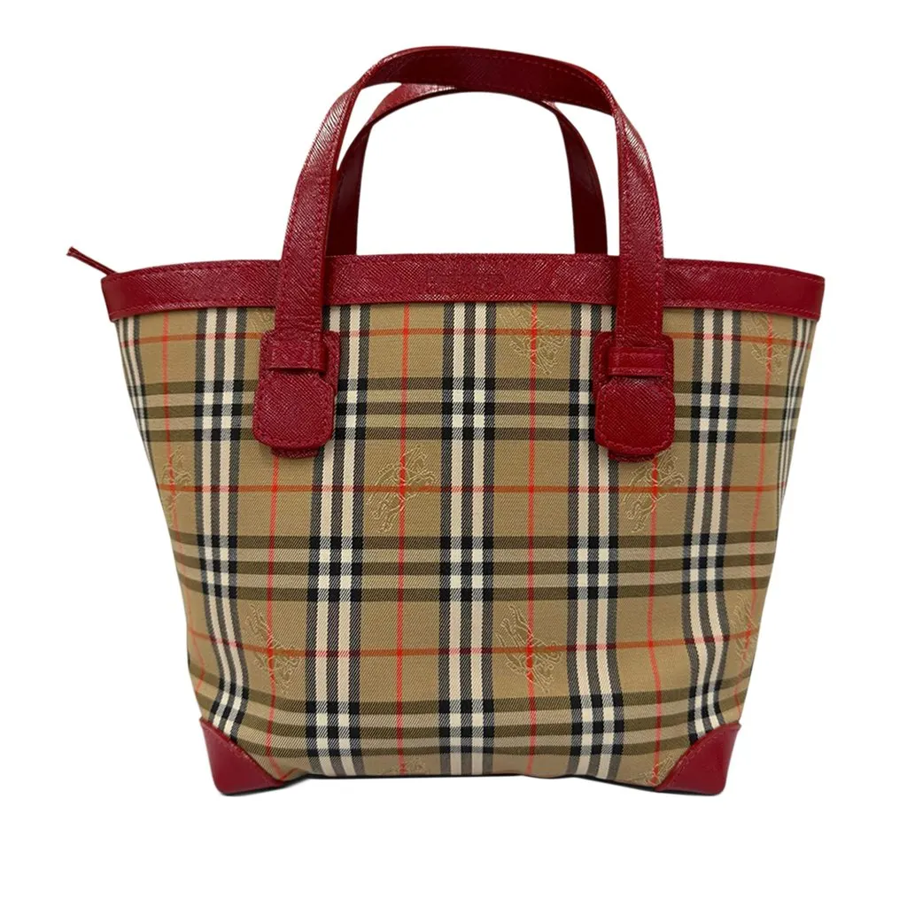 Burberry Haymarket Check Canvas Tote Beige Very good - Front View