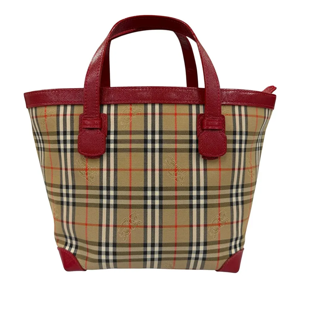Burberry Haymarket Check Canvas Tote Beige Very good - Back View