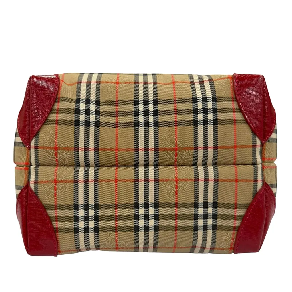 Burberry Haymarket Check Canvas Tote Beige Very good - Model View
