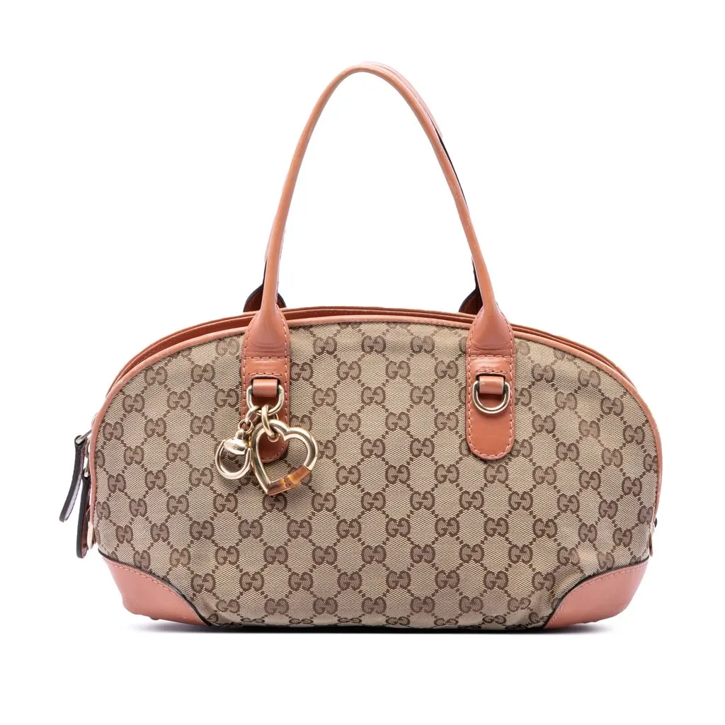 Gucci GG Canvas Heart Bit Satchel Beige Canvas Very good - Front View