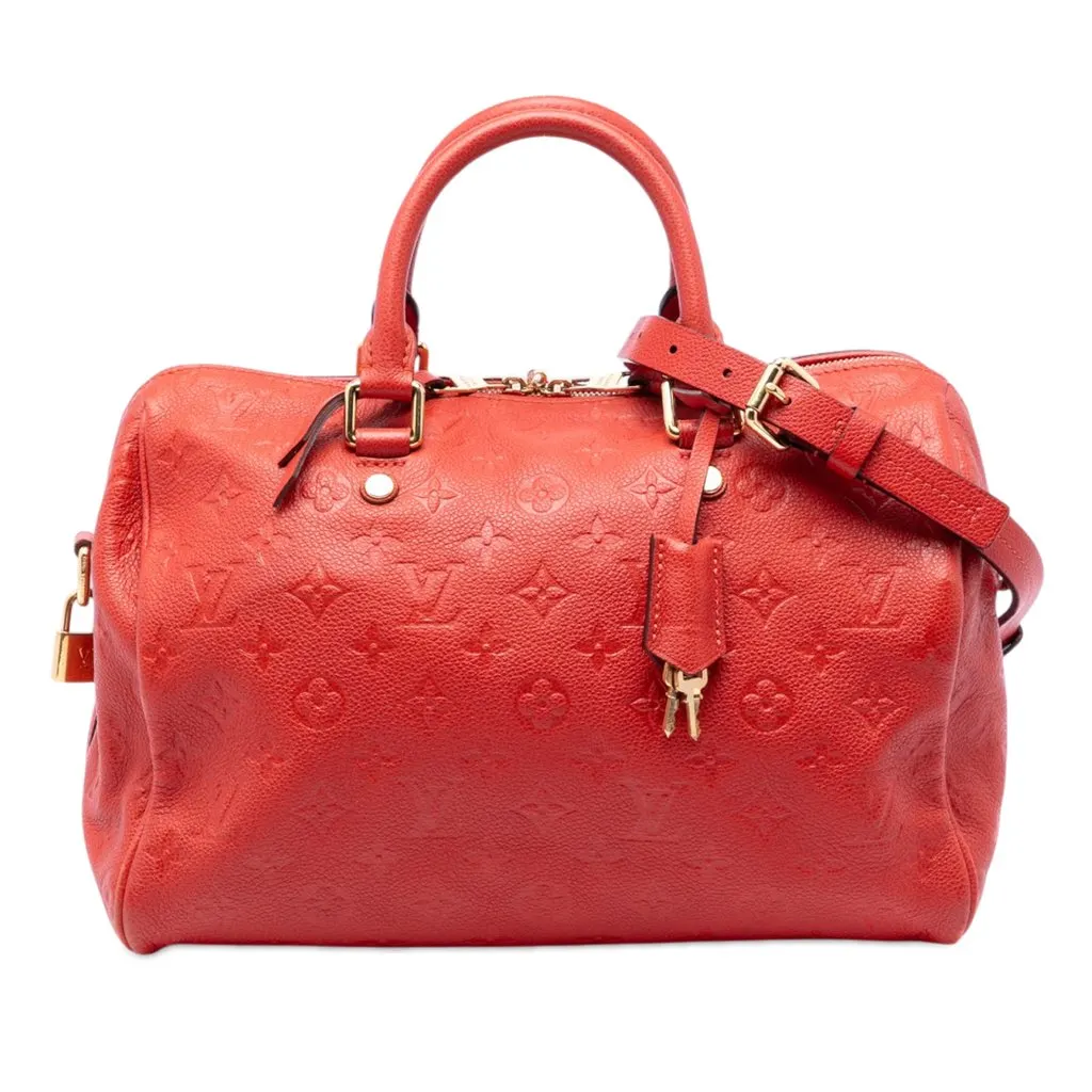 Louis Vuitton Monogram Empreinte Speedy Bandouliere 30 Red Leather Very good - Front View