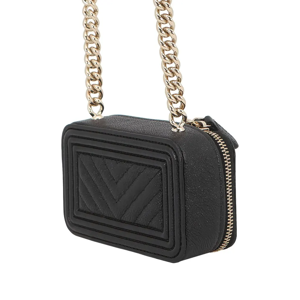 Chanel Mini Chevron Caviar Boy Clutch with Chain Black Leather Good - Back View